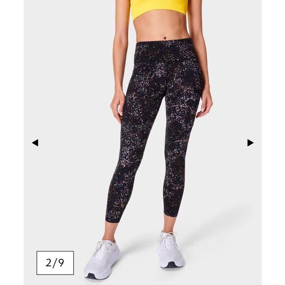 Sweaty Betty Power 7/8 Workout Legging XS 0-2 Black Confetti Print Bottom Pant - Picture 1 of 8